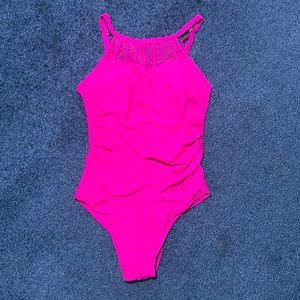 Bright pink bathing suit